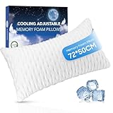 Luxury Shredded Memory Foam Pillows Queen Size Pillow 1 Pack Cooling Pillow For Hot Sleepers, Memory Foam Bed Pillow for Side Back Stomach Sleepers Adjustable Pillow Removable and Washable Pillowcase