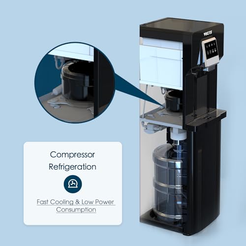VECYS Bottom Loading Water Cooler with Ice Maker, Cold Water Supply with 18LBS Daily Ice Making, Compatible with 3 or 5 Gallon Bottles, Ideal for Home and Office (No Hot Water)
