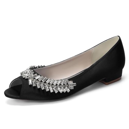 Zapatos de novia planos con cristales de strass: diseño slip-on que une brillo y confort
