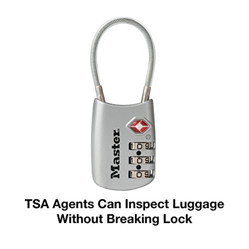 Master Lock 4688D Kłódka z możliwością ustawienia własnej kombinacji zamka szyfrującego z atestem TSA, 1 opakowanie, srebrna