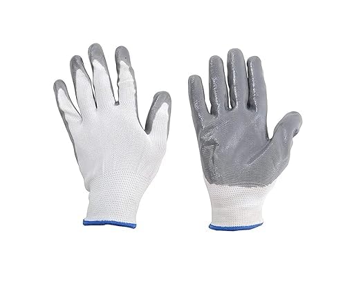 Image of 5Pair Nylon Knitted Latex Rubber Coated Safety Hand Protection Working Gloves For Anti Cut Heat & Fire Resistant Industrial Gloves For Men Women (PACK OF 10Gloves) (White /Grey-5pair)