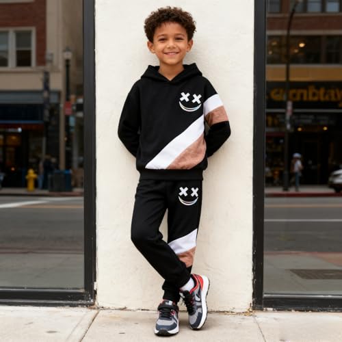 Image of Size 5-13 Years Boys Summer /Spring Outfits Set Short Sleeve T-Shirt & Pants Kids Boys Fall Fashion Clothes Sets