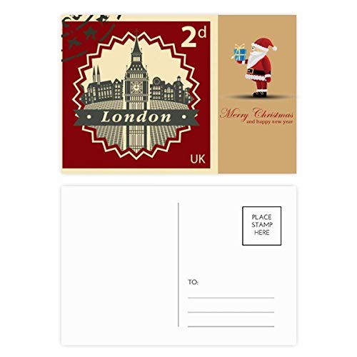 Carte postale de remerciement Londres Big Ben en silhouette sur papier premium lot de 20