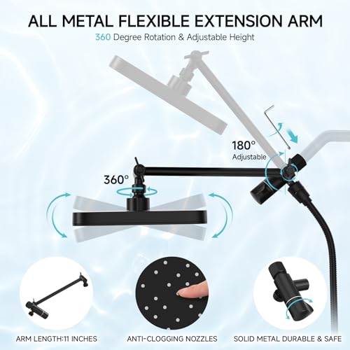 Image of High Pressure Rain Shower Head with Handheld Spray Combo Set, Adjustable 12 inch Rainfall Dual Shower Head, Double&Tandem Shower Head, Waterfall Showerhead Bathroom -Matte Black