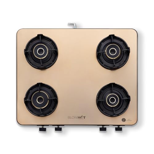 BLOWHOT Premium Design ISI Certified Manual 4 Burner Slimmest Gas Stove | Stainless Steel Top | 5 Year Warranty By...