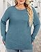 Womens Plus Size Tops Basic Long Sleeve Shirts Crew Neck T Shirt Fall Outfits Loose Fit Casual Blouses (Blue Green, 5XL)