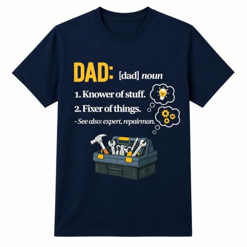 BestaFiesta Fathers Day Funny Dad Gifts for Him T-Shirts for Men UK DIY Enthusiast Know It All Birthday Step Dad Navy XL (X Large)