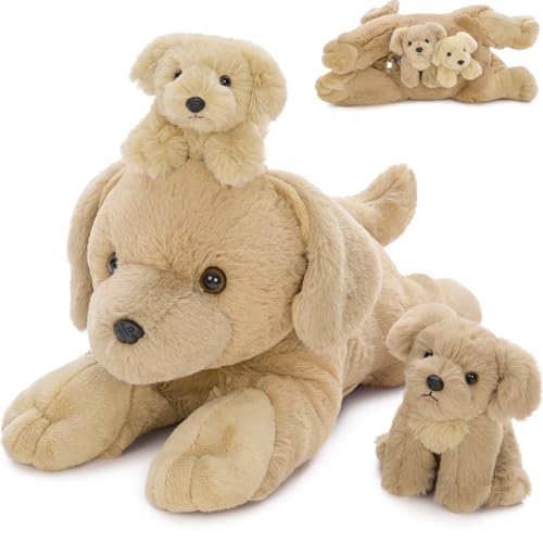 MorisMos Golden Retriever Stuffed Animals Gifts Decors,18'' Mommy Puppy Surprise