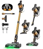 VICEASE Cordless Vacuum Cleaner, 8 in 1 Powerful Suction Lightweight Vacuum Cleaner for Home, LED Display, 3 Suction Modes, 45Mins Detachable Battery Vacuum for Hard Floor Carpet Pet Hair (Gold)