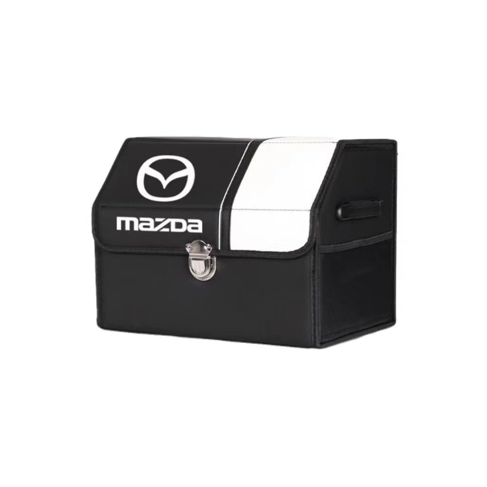 Kofferbak Organiser voor Mazda MX-30 2020-2025, Lederen Multifunctionele Voertuig Opvouwbare Cargo Opbergbox Multi Compartiment Opbergen Opruim Accessoires,A/Black-M(53X31X29CM