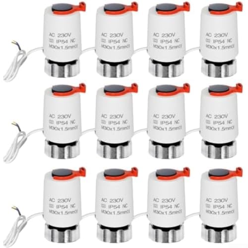 Actuador eléctrico inteligente de 230 V para calefacción por suelo radiante, rosca M30 x 1.5 válvula normalmente cerrada compatible con colector de calefacción, blanco VA80 (blanco)
