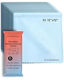 Elite Screens Microfiber Cleaning Cloth - 12-Pack, 12' x 12', Blue - Oversized Eyeglass Cleaning...