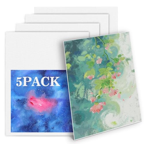 La Mejor Recopilación de Telas de lienzo - 5 favoritos. 41 Kesntto Juego de 5 Paneles de Lienzo, Tableros de Lona de 50 x 40 cm, Tableros de Lona en Blanco, Tablas de Lienzo para Artistas