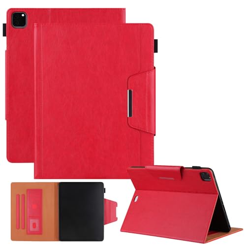 Étui iPad Pro 13 M4 2024 luxe rouge housse cuir à clapet de protection