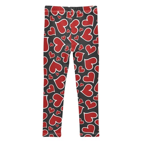 Girls Leggings Soft Toddler Ankle Length Bottoms Valentines Heart Kids Dance Yoga Pants 4-10 Years2