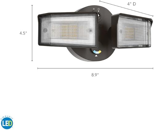 Miniatura 11 de Lithonia Lighting HGX LED 2SH ALO SWW2 120 PE DDB M2 HomeGuard - Reflector LED de seguridad para exteriores, salida de luz ajustable, CCT