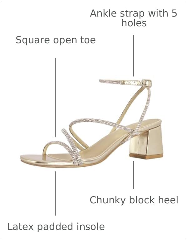 Image of Shoe'N Tale Strappy Heels for Women Low Chunky Block Heel Dress Shoes Square Open Toe Ankle Strap Heeled Sandals