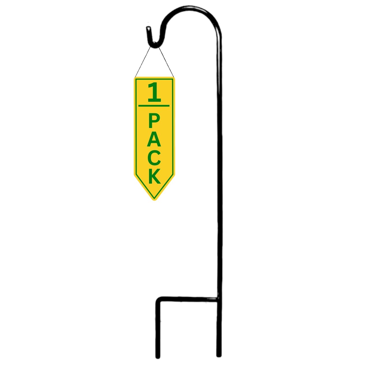 ecofynd 35 Inch Tall Shepherds Hook, Super Strong, Rust Resistant Metal Hook for Hanging Solar Light, Bird Feeders, Lanterns, Plant Baskets, Weddings Decor (Pack of 1, HOOK013-BLK)