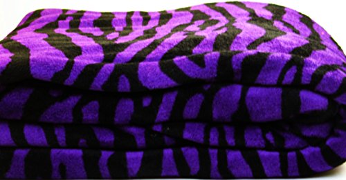 Super Soft Coral Fleece Blanket Queen 92x76 by WPM, Violet (DAHL-CORALVIOLET-Zebra)