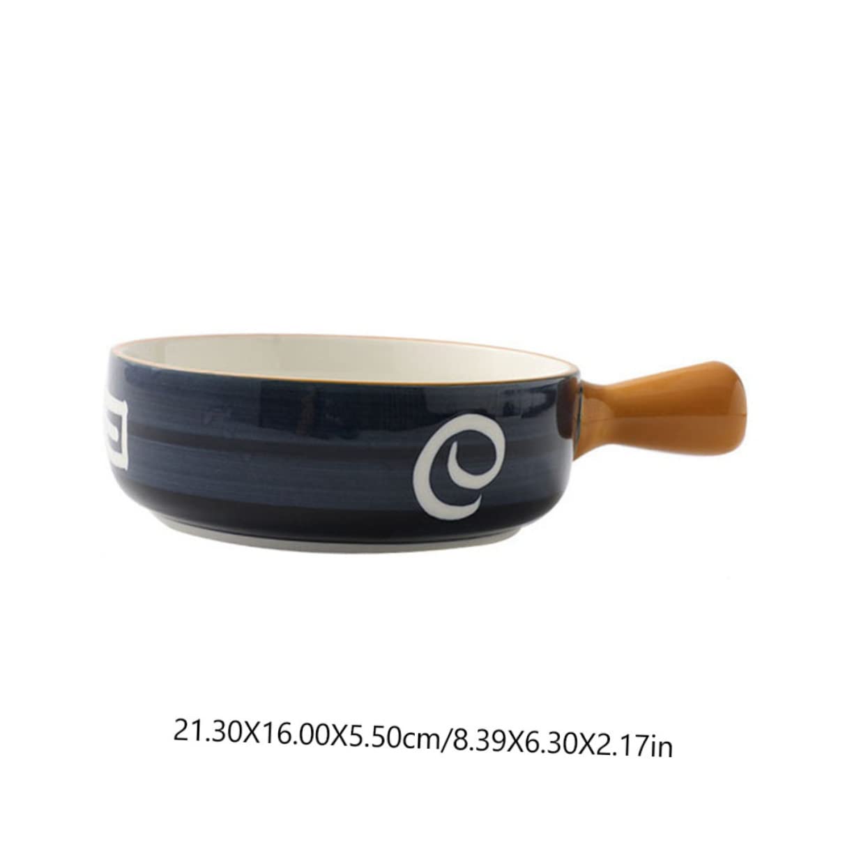 Tazón de Cerámica Redondo para Hornear y Ensalada con Diseño Azul, Fácil de Limpiar Rebabas, Adecuado para Cocina y Guardar Postres