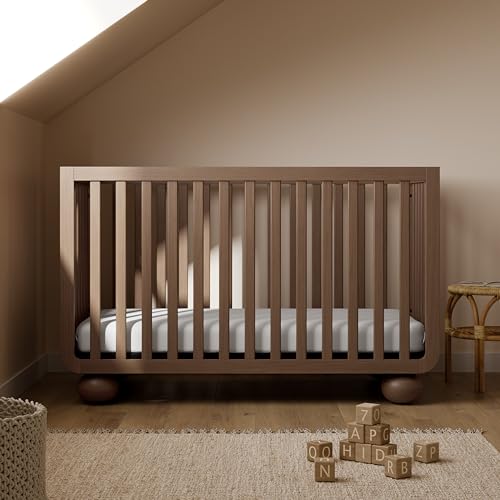 Image of Storkcraft Amalfi 5-in-1 Convertible Crib with Toddler Guardrail - GREENGUARD Gold Certified, Conversion Kit Included, Fits Baby Crib Mattress, Converts to Full Bed (Hazelnut)