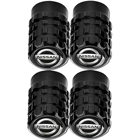 4PCS Car Tyre Valve Caps for Nissan Maxima Altima Rogue Murano Frontier Pathfinder, Aluminum Alloy Tire Valve Dust Caps, Black Cover