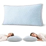 PEAOPEA Memory Foam Kissen,Kühlendes Kopfkissen，Orthopädisches Nackenkissen 40x80 cm，Nackenstützkissen für Seitenschläfer & Rückenschläfer，Mit Baumwollbezug，Atmungsaktiv & Waschbar