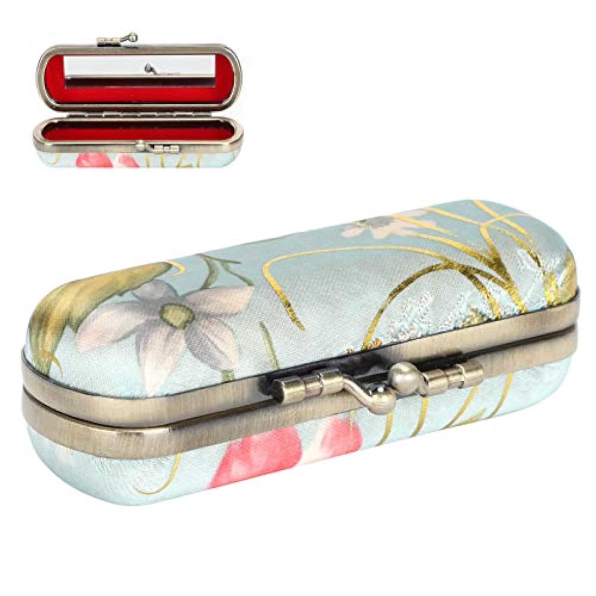 Vintage Lipstick Case with Mirror, Compact Organizer
