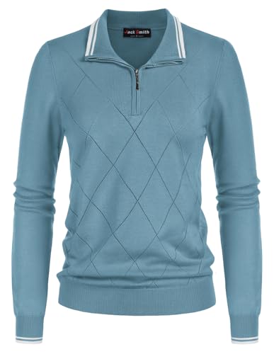 Image of JACK SMITH Quarter Zip Pullover Sweaters for Womens, Rib Polo Sweater Tops