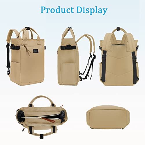Basicpower Backpack Purse For Women Large Diaper Bag Travel Laptop Casual Bookbag Work Shopping Docter Nurse Teacher Bag Light Weight 15.6-In Computer Multifunctional With Tote Handles Khaki #TOP1