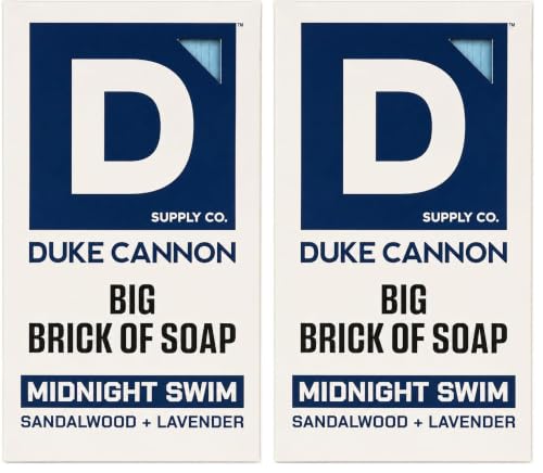 Image of Duke Cannon Midnight Swim Big Brick of Soap - Sandalwood + Lavender Scent, 10 oz. - Large Triple-Milled Bar Soap for Men, Long-Lasting, Moisturizing with Natural Oils, Supports U.S. Veterans