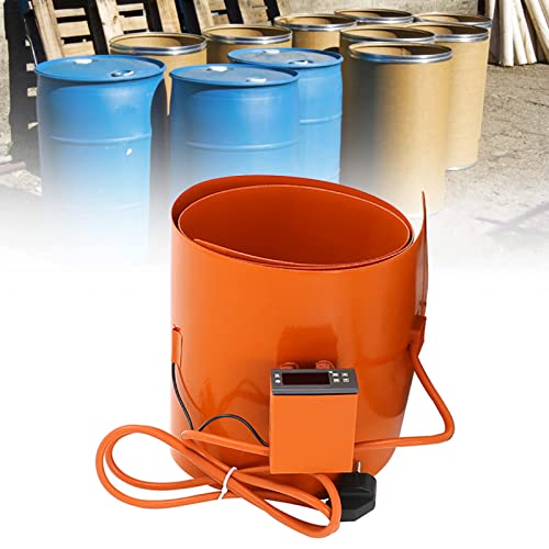 Almohadilla Calefactora para Bidones de Aceite, Banda Calefactora de Caucho de Silicona con Termostato Ajustable de 30 °C A 130 °C, Calentador de Banda para Cubos, Calentador de Banda Resistente para