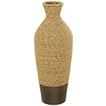 Deco 79 Seagrass Handmade Decorative Vase Tall Woven Floor Centerpiece Vase, Vase for Home Decoration 10" x 10" x 28", Brown