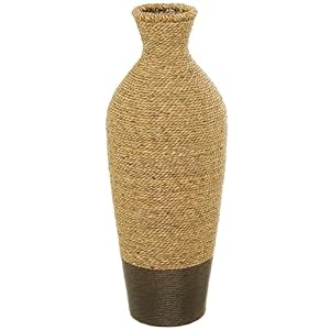 Deco 79 Seagrass Handmade Decorative Vase Tall Woven Floor Centerpiece Vase, Vase for Home Decoration 10″ x 10″ x 28″, Brown