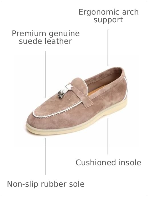 Image of XOBZJH Women's Leather Suede Loafers Flats - Slip-On Penny Loafers with Soft, Comfortable Driving & Dress Shoes for Casual Office Work All Day