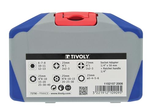 Juego TORSIÓN 34 Pcs TIVOLY para evitar tornillos rotos con mango de trinquete 4