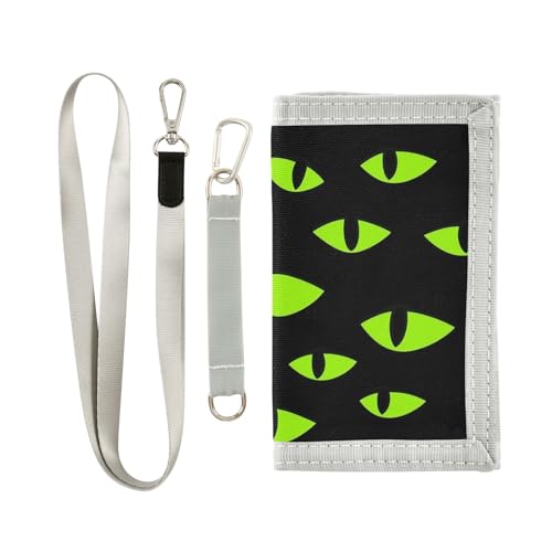 ALAZA Kids Wallets for Boys Girls Toddler Trifold Wallet Children Small Green Eyes with Zipper Coin Pocket