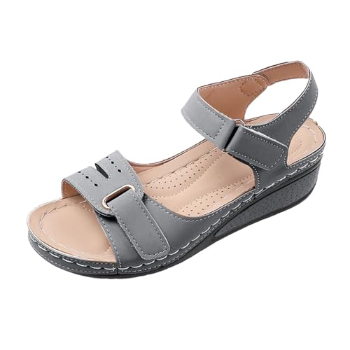 Sandales orthopédiques compensées pour femmes : chaussures bout ouvert antidérapantes pieds larges