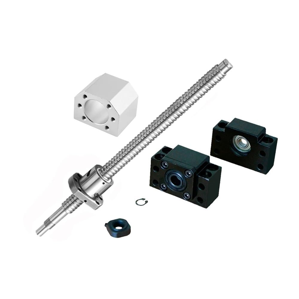 SFU1605 250 300 400 500 600 700 800 900 mm Husillo de bolas laminado C7 for extremo mecanizado + Tuerca 1605 + Carcasa tuerca + Soporte BK/BF12(350mm)
