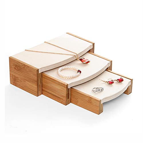 Bocar Bamboo Jewelry Display Stand Showcase for Jewelry Necklace Bracelet Ring Organizer (ZZ-BD-Beige) Bocar Bamboo Jewelry Display Stand Showcase for Jewelry Necklace Bracelet Ring Organizer (ZZ-BD-Beige)