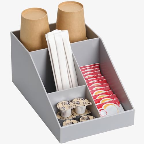 Navaris Organisateur à café - Support 4 Compartiments pour Sucre thé café touillette cuillère Serviette dosette gobelet - Maison Bureau