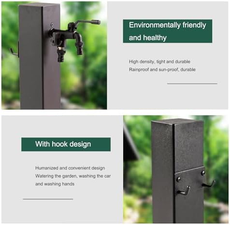 Stainless Steel Garden Water Fountain Column, Vertical Square Design, Antifreeze for Irrigation, Ideal for Lawn, Backyard, Outdoor Decor, Durable Water Feature