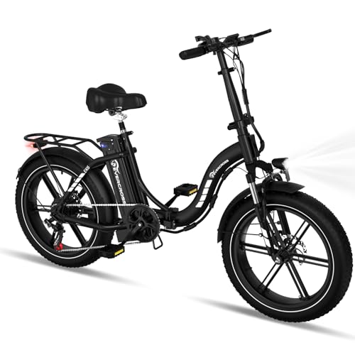 EVERCROSS EK6 Bicicletta Elettrica Adulti, Pieghevole E-Bike con Pneumatico Grasso 20'x4', Bici Elettrica da Montagna con 7 velocità, Batteria 48V13Ah, Motore 250W, Peso 33,2kg, Doppio ammortizzatore