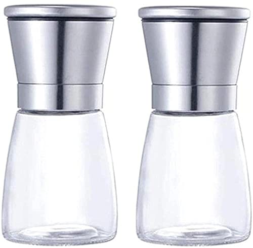 TONZN Salt Mill Chili Mill Magnesium Stainless Steel Pepper Mill Manual Black Pepper Grinder Glass Body Salt and Chili Pepper Mill-Silver A. Salt Mill Salt and Pepper Mills (Silver a)