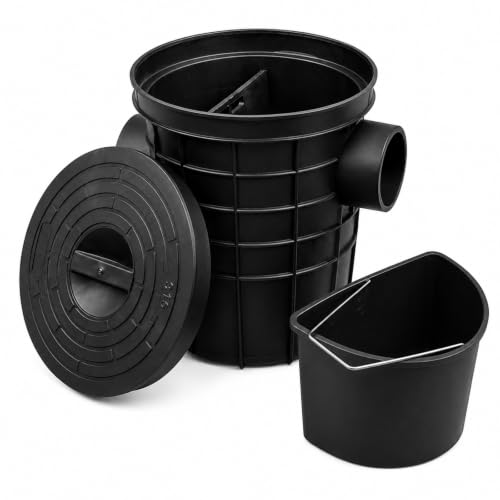 25L Commercial Grease Trap, PE Plastic, 4.33 in Inlet and Outlet