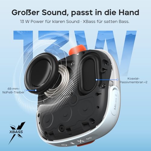Tribit StormBox Micro 3 Bluetooth Lautsprecher, 13 W XBass Sound – Ansicht 5