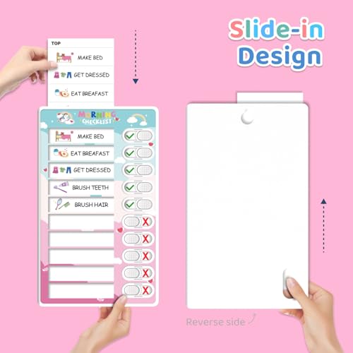 Image of CustomMaster 3 in 1 Bedtime /Morning /Daily Routine Chart for Kids, Magnetic Chore Chart for Kid, Visual Schedule for Kid Toddlers