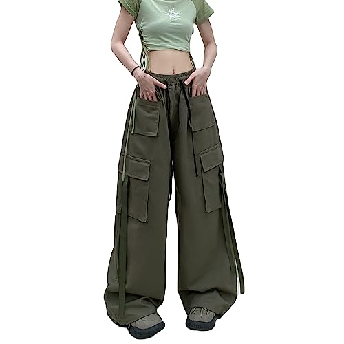 Women Baggy Cargo Pants Goth Harajuku Trousers Casual Y2K Streetwear with Pockets