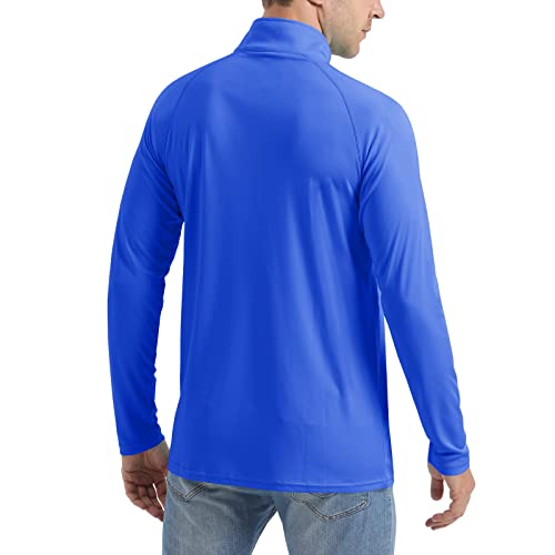 Crysully Guard Shirt For Men Uv Sun Protection Upf 50+ Long Sleeve Fishing Swim Tee T-Shirt Color Blue #TOP2