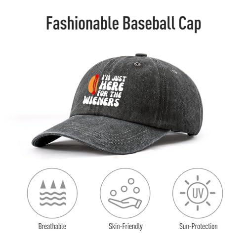 Image of I'm JUST HERE for The Hotdogs Hats for Men Baseball Caps Trendy Washed Workout Hats Light Weight